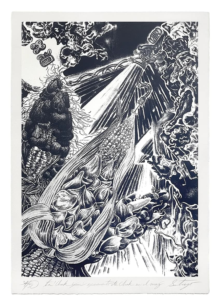 Silkscreen print featuring a stylized corn image