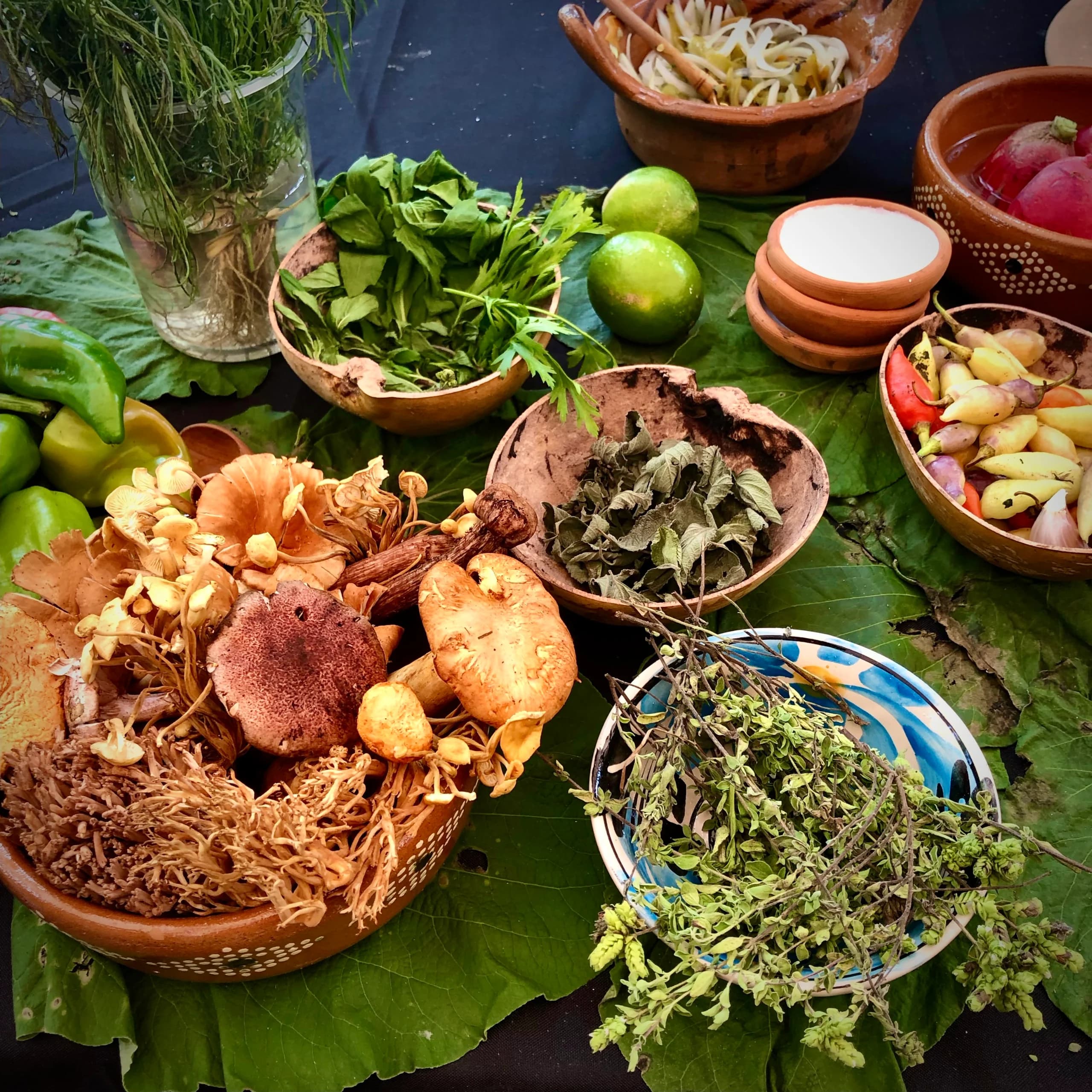 Dishes with ingredients ready to prepare a meal
