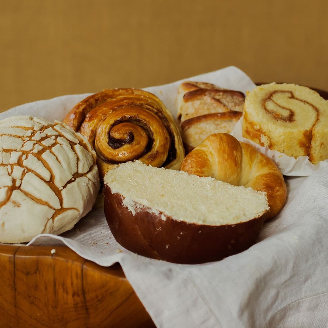 Basket with an assortment of sweet breads